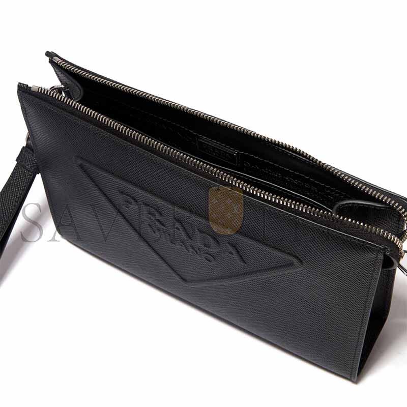 PRADA EMBOSSED LOGO POUCH IN SAFFIANO-LEATHER 2VF039 (25*17*5cm) 